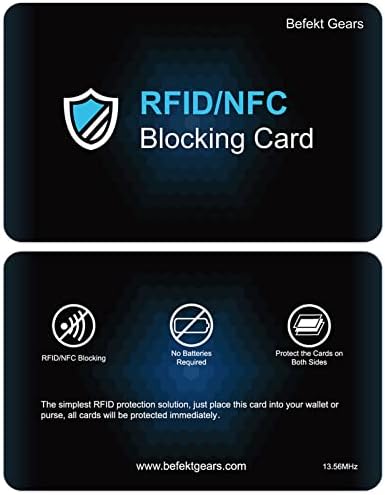 Befekt Gears RFID/NFC Blocking Card 2 Pack, Credit Card Protector, Contactless Protection for Identity Document, Passport, Entire Wallet etc -No Batteries Required