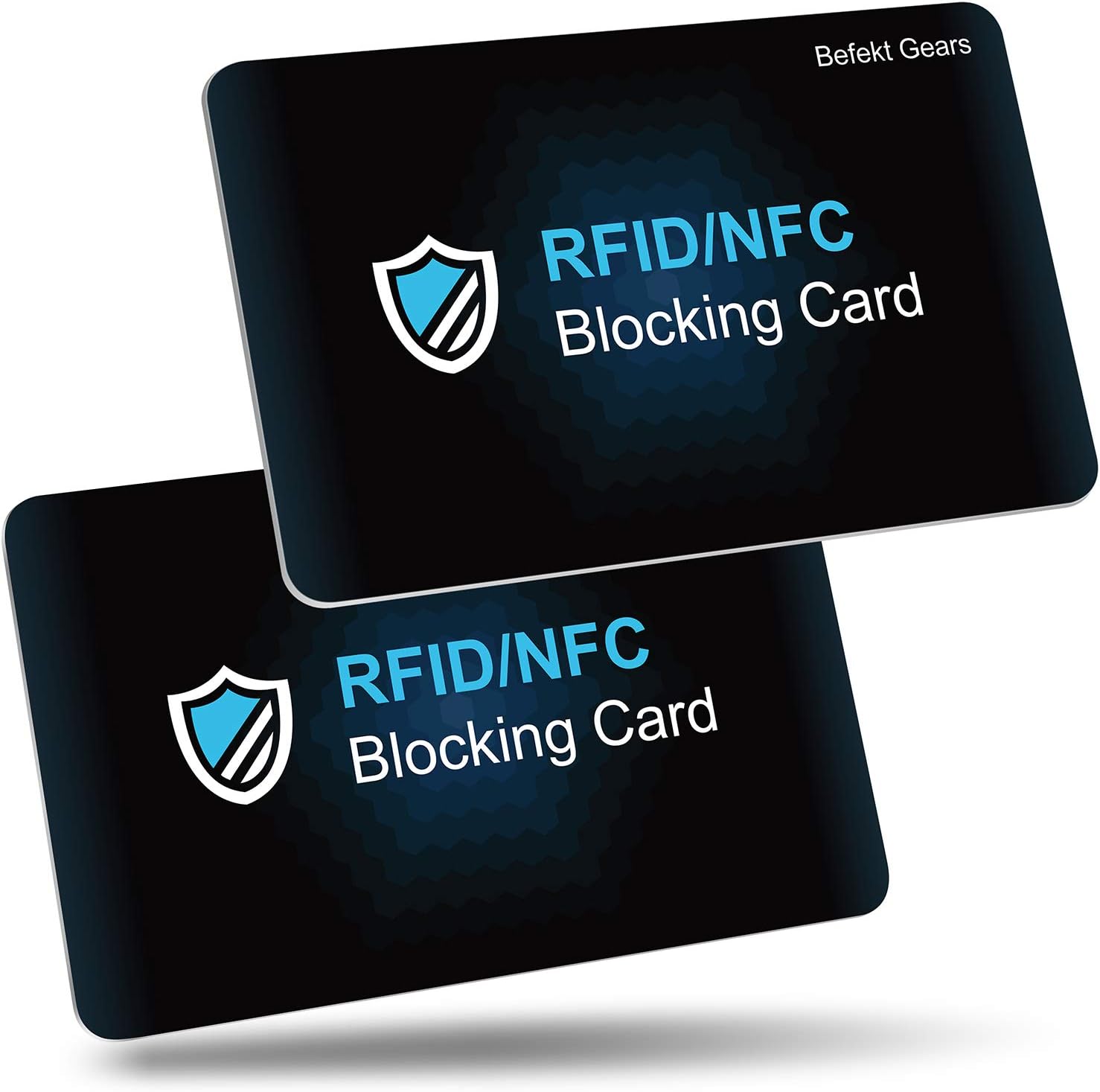 Befekt Gears RFID/NFC Blocking Card 2 Pack, Credit Card Protector, Contactless Protection for Identity Document, Passport, Entire Wallet etc -No Batteries Required