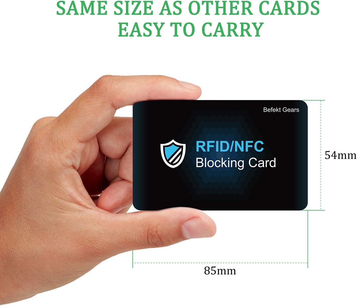 Befekt Gears RFID/NFC Blocking Card 2 Pack, Credit Card Protector, Contactless Protection for Identity Document, Passport, Entire Wallet etc -No Batteries Required