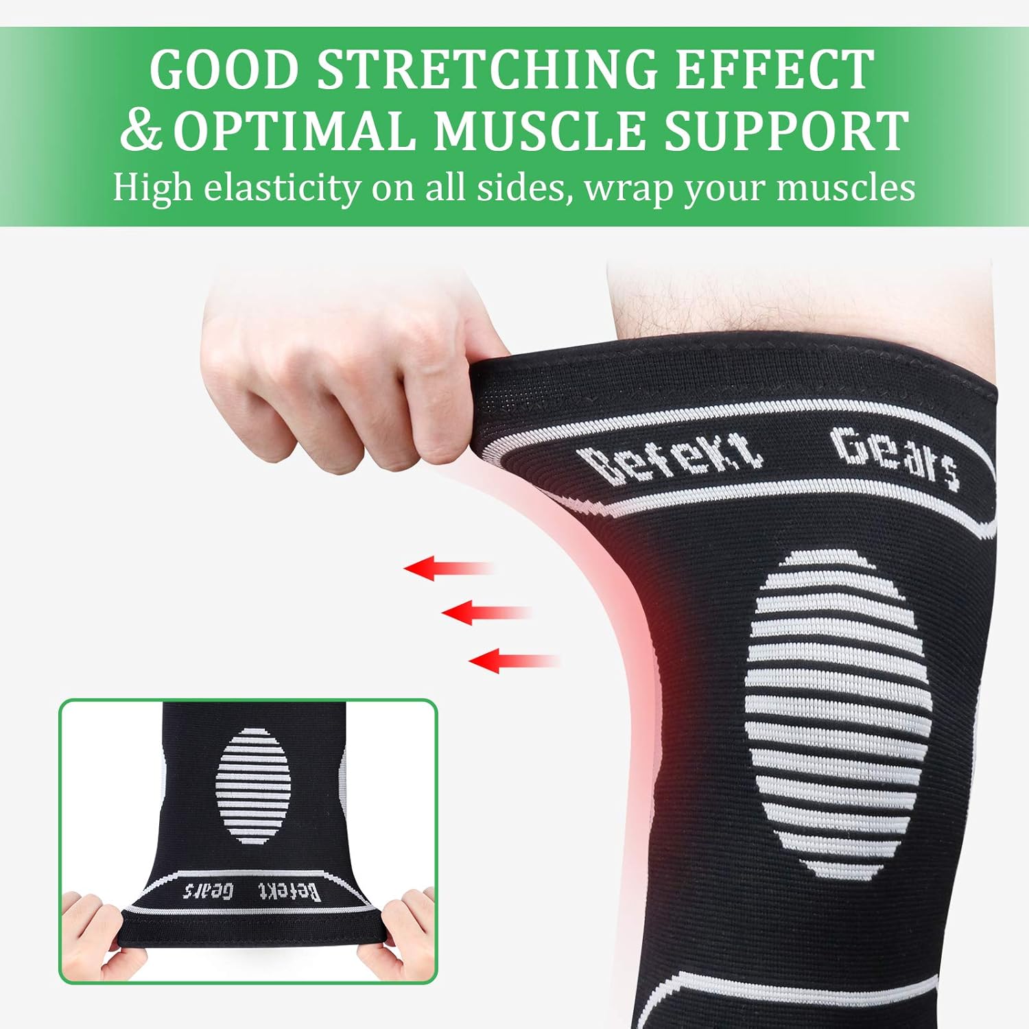 Befekt Gears Knee Brace and Ligament [2 Pack], Knee Support Sports Crossfit Compression Breathable and Non-Slip Support Pain Relief for Running/Volleyball for Men/Women