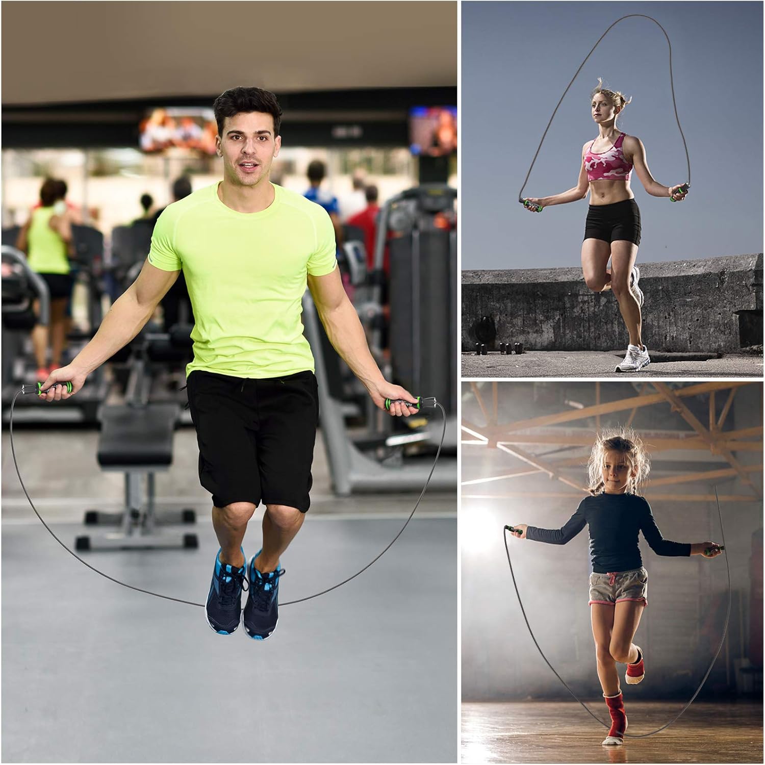 Befekt Gears Skipping Rope, Speed Jump Rope Tangle-free Adjustable Rope with Rapid Ball Bearings & Soft Foam Handle-Fitness Workouts Fat Burning Exercises Boxing-Spare Rope Length Adjuster Included