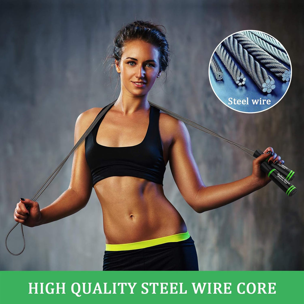 Befekt Gears Skipping Rope, Speed Jump Rope Tangle-free Adjustable Rope with Rapid Ball Bearings & Soft Foam Handle-Fitness Workouts Fat Burning Exercises Boxing-Spare Rope Length Adjuster Included