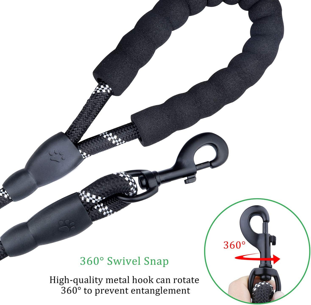 Rope Dog Lead, Befekt Gears 5FT Durable Rope Twist Lead with Soft Padded Handle and High Reflective Threads for Small, Medium and Large Dogs