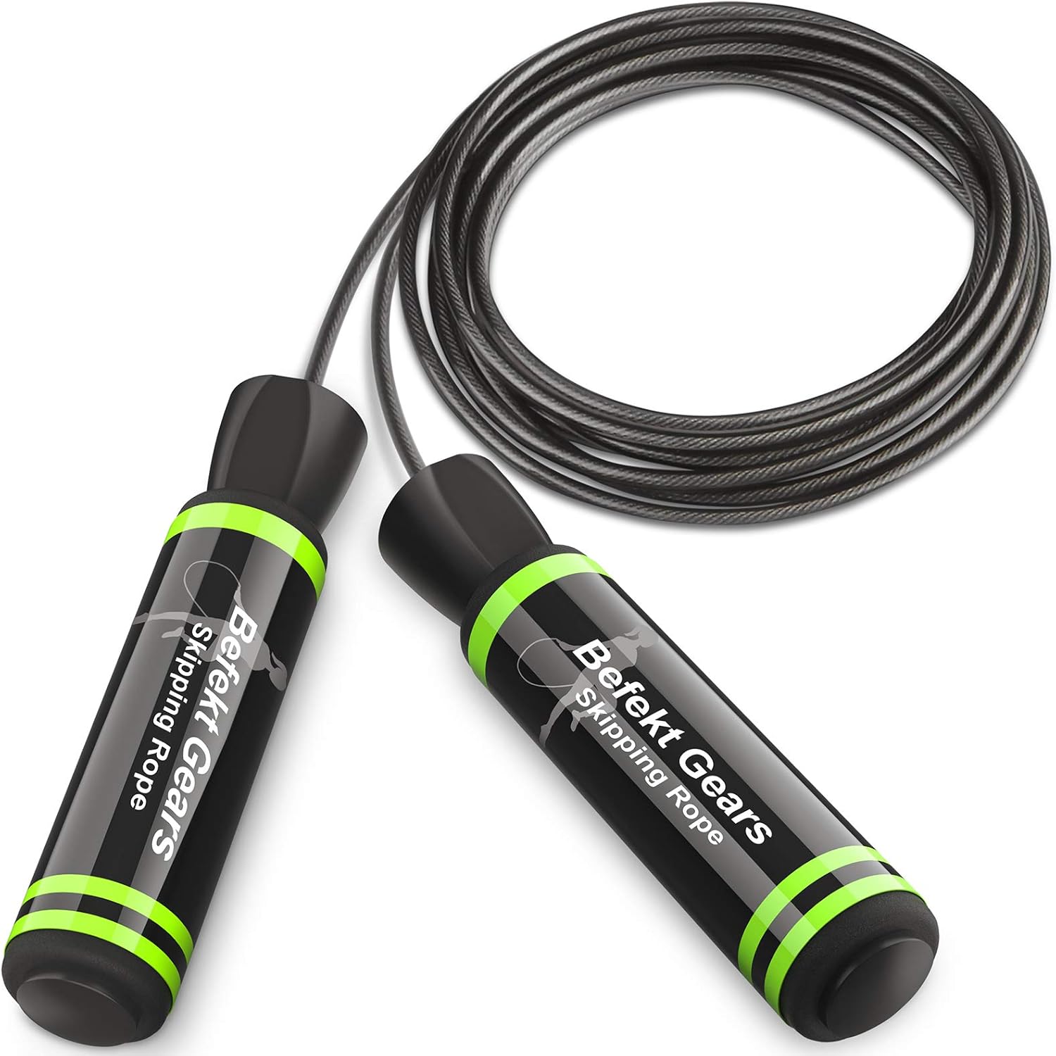 Befekt Gears Skipping Rope, Speed Jump Rope Tangle-free Adjustable Rope with Rapid Ball Bearings & Soft Foam Handle-Fitness Workouts Fat Burning Exercises Boxing-Spare Rope Length Adjuster Included