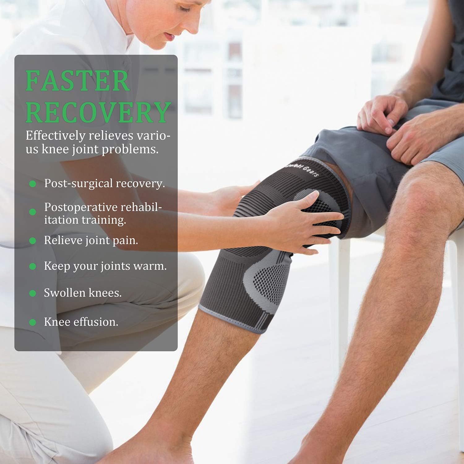 Befekt Gears Knee Support for Men Women, [2 Pack] Breathable Anti-Slip Knee Brace Compression Sleeve - Ideal for Arthritis, ACL, Meniscus Tear, Knee Pain Relief & Injury Rehabilitation Sports