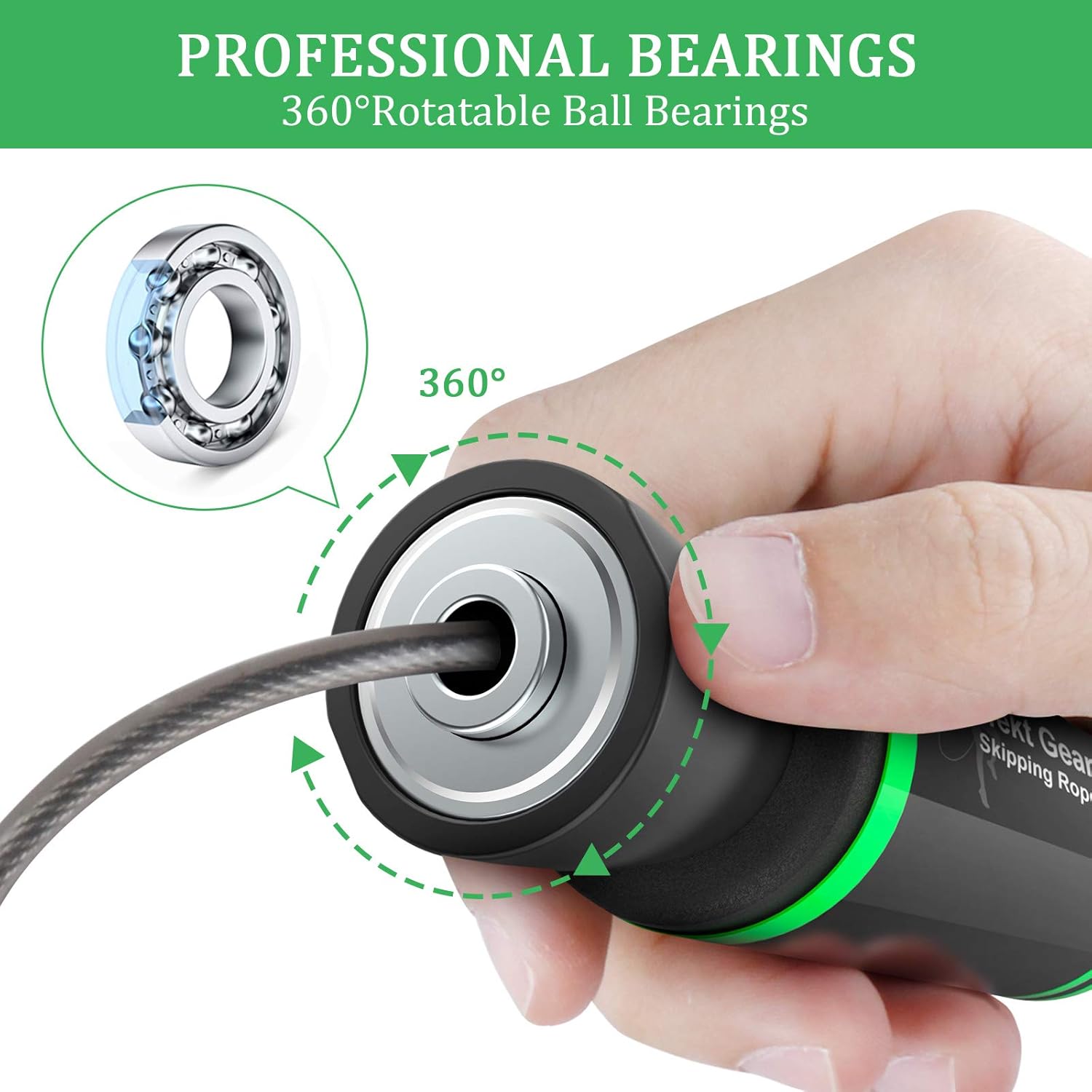 Befekt Gears Skipping Rope, Speed Jump Rope Tangle-free Adjustable Rope with Rapid Ball Bearings & Soft Foam Handle-Fitness Workouts Fat Burning Exercises Boxing-Spare Rope Length Adjuster Included