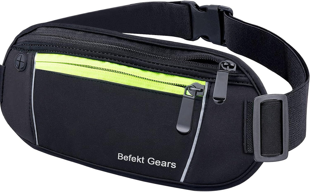 Befekt Gears Running Belt, Waterproof Waist Pack with Large Capacity, Sweat-proof Adjustable Elastic Strap and Headphone Hole Ideal for All Mobile Phones up to 6.5 inch