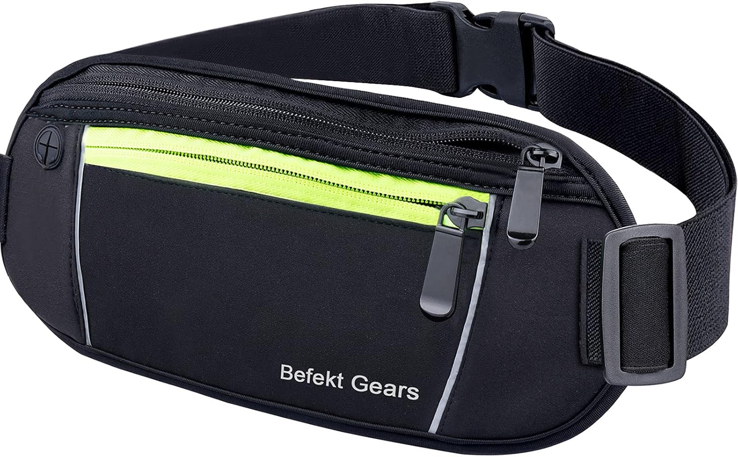 Befekt Gears Running Belt, Waterproof Waist Pack with Large Capacity, Sweat-proof Adjustable Elastic Strap and Headphone Hole Ideal for All Mobile Phones up to 6.5 inch
