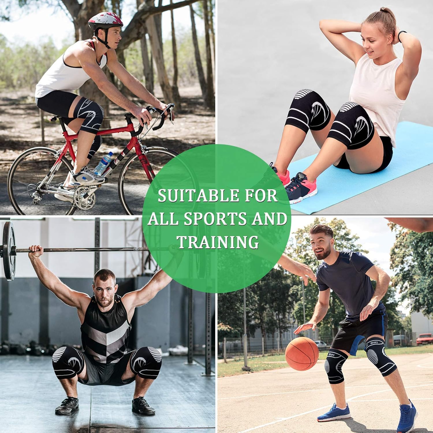 Befekt Gears Knee Brace and Ligament [2 Pack], Knee Support Sports Crossfit Compression Breathable and Non-Slip Support Pain Relief for Running/Volleyball for Men/Women